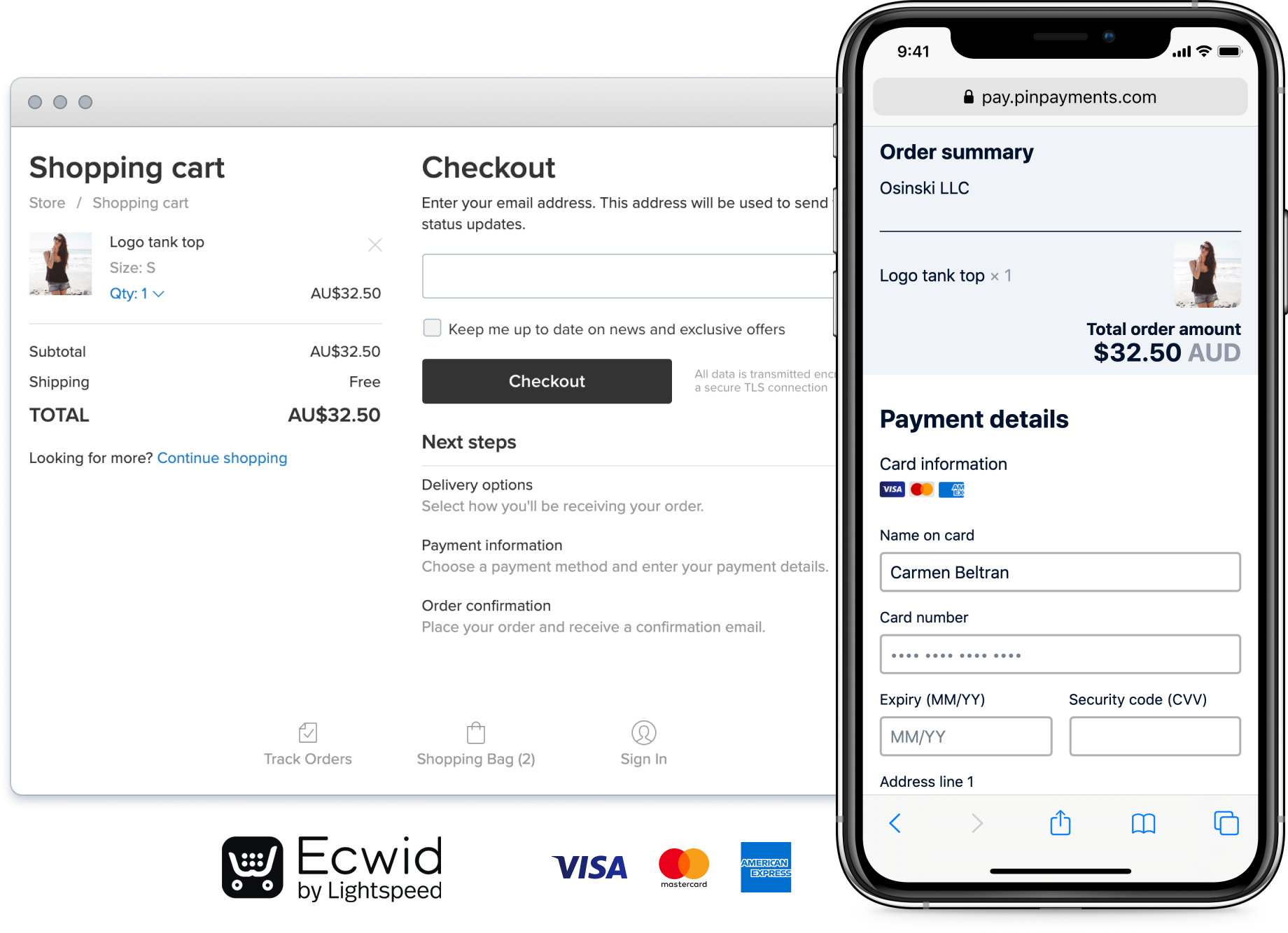 Ecwid by Lightspeed integrating with Pin Payments