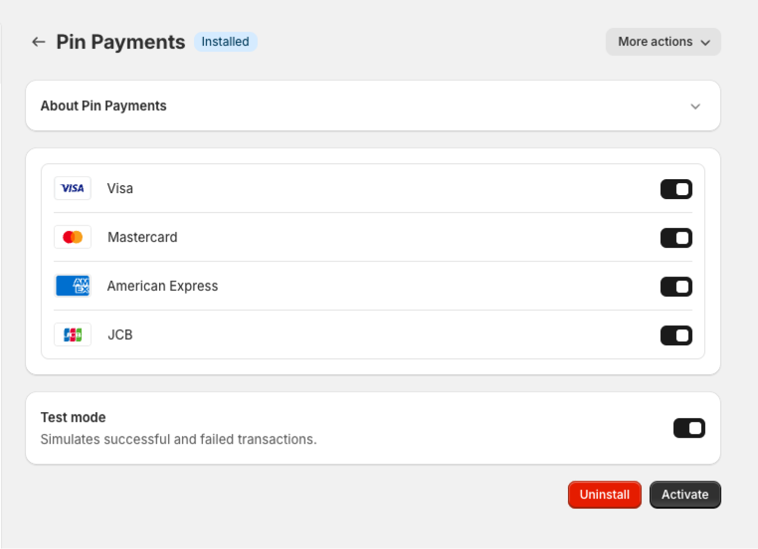 Configure the payments app
