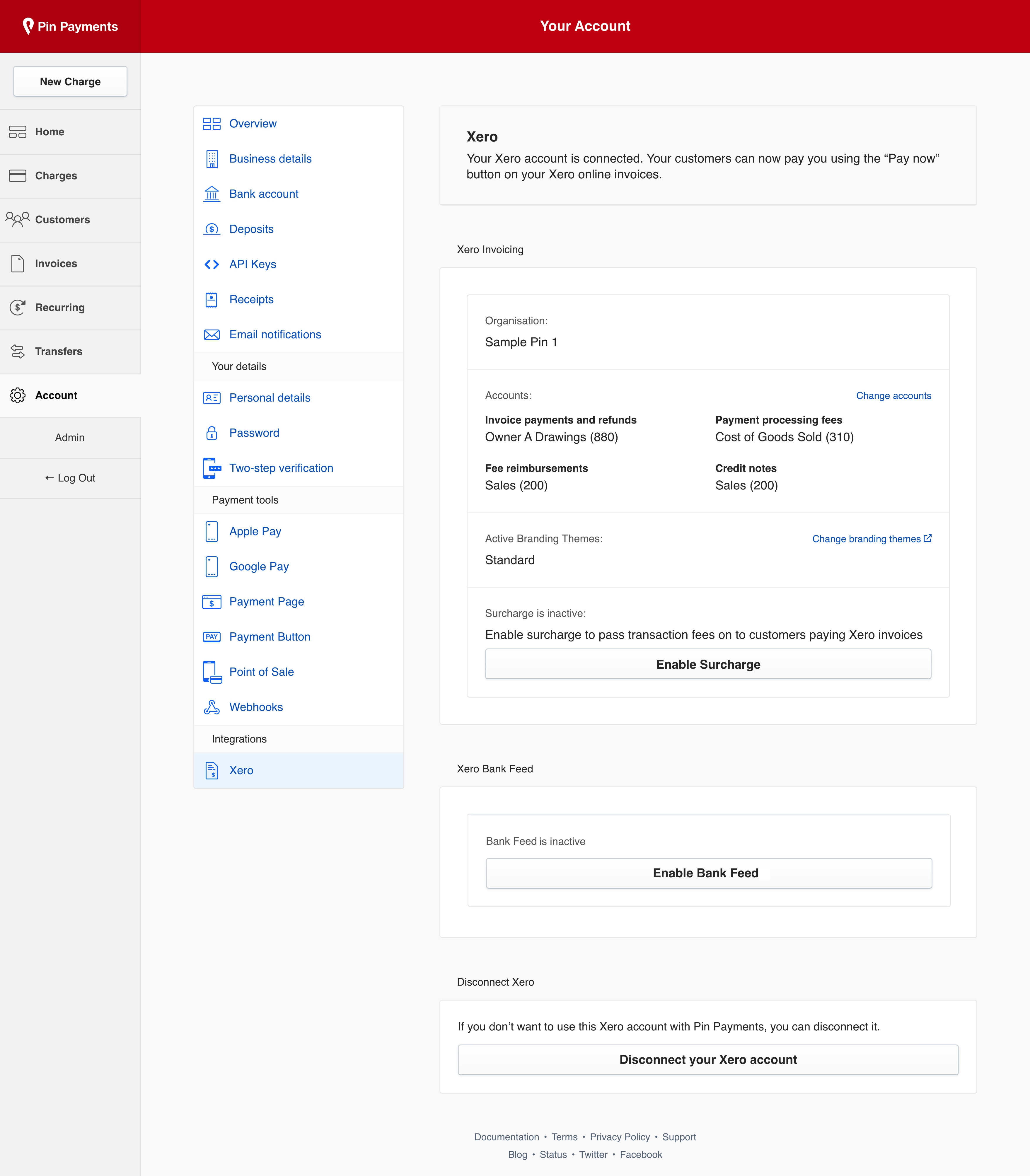 Pin Payments Xero Bank feed feature